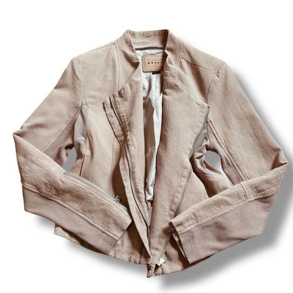 Blank NYC Jackets & Blazers - Blank NYC Beige Tan Moto-Style Jacket – Size Large
